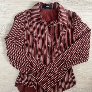 Cider Burgundy and White Striped Shirt